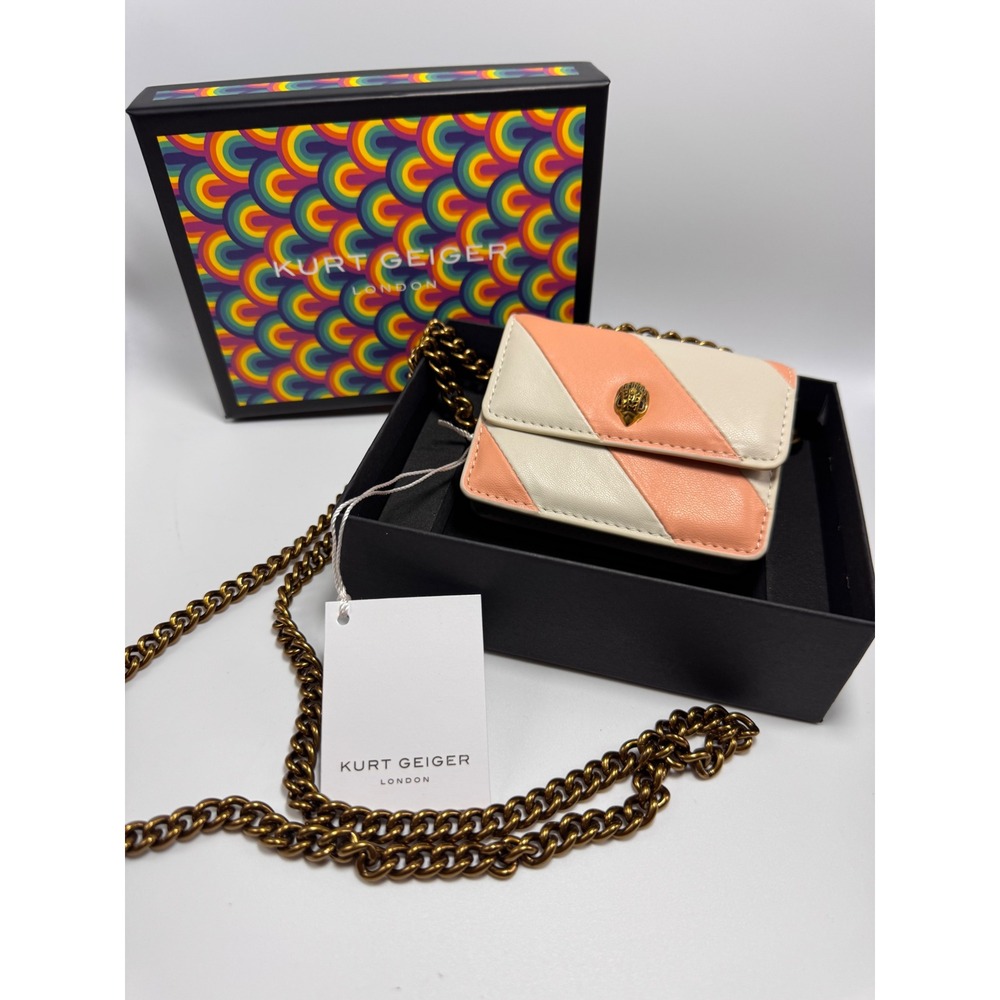 Kurt Geiger London Micro Kensington Leather Crossbody Bag Peach Cream NWOT